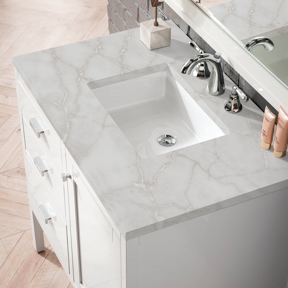 
                  
                    Addison 36" Single Vanity Cabinet in Glossy White Single Bathroom Vanity James Martin Vanities Victorian Silver Quartz 
                  
                