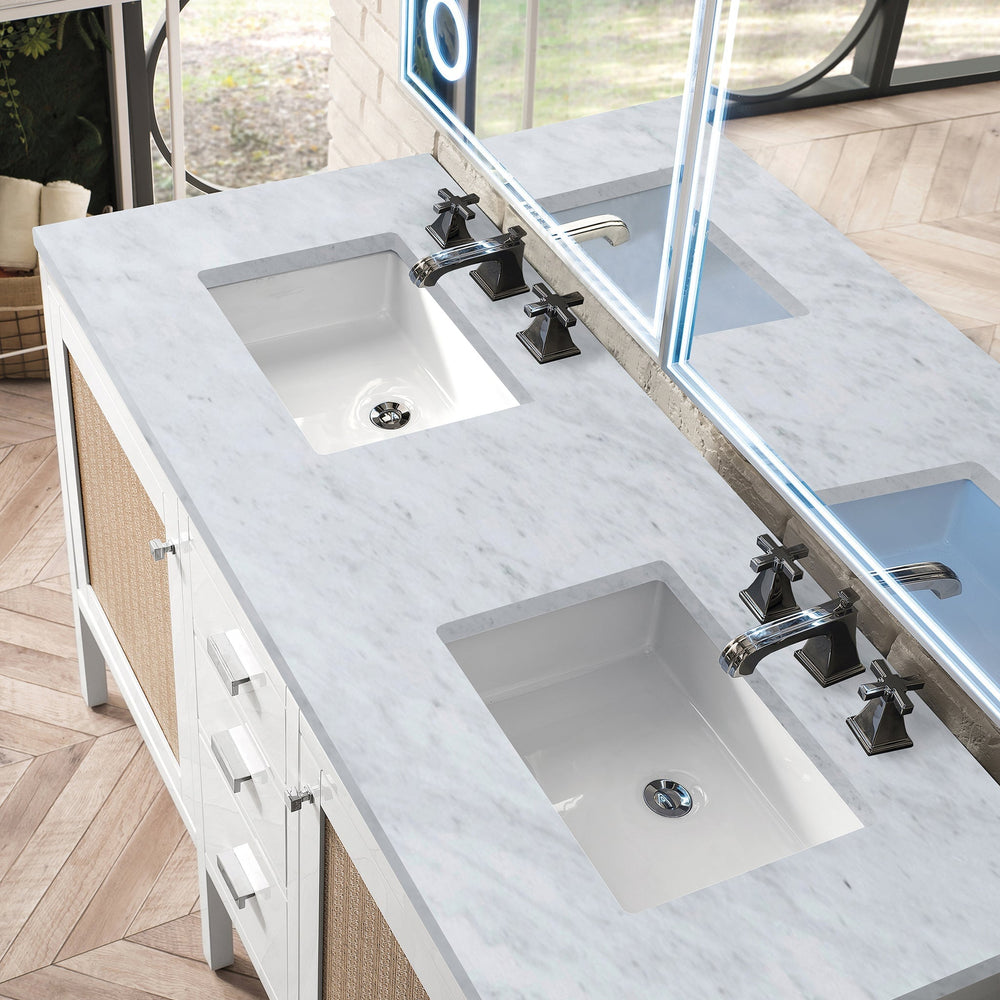 
                  
                    Addison 60" Double Vanity Cabinet in Glossy White Double bathroom Vanity James Martin Vanities Carrara White Marble 
                  
                
