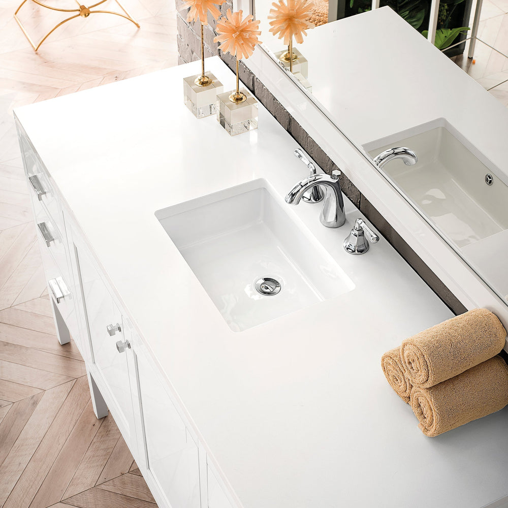 
                  
                    Addison 60" Single Vanity Cabinet in Glossy White Single Bathroom Vanity James Martin Vanities White Zeus Quartz 
                  
                