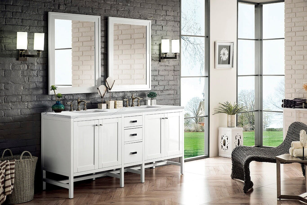 
                  
                    Addison 72" Double Vanity Cabinet in Glossy-White Double Bathroom Vanity James Martin Vanities Eternal Serena Quartz 
                  
                