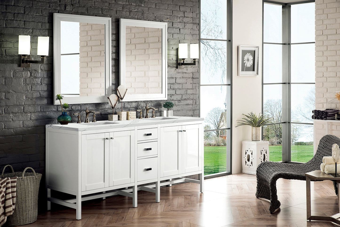 
                  
                    Addison 72" Double Vanity Cabinet in Glossy-White Double Bathroom Vanity James Martin Vanities Ethereal Noctis Quartz 
                  
                
