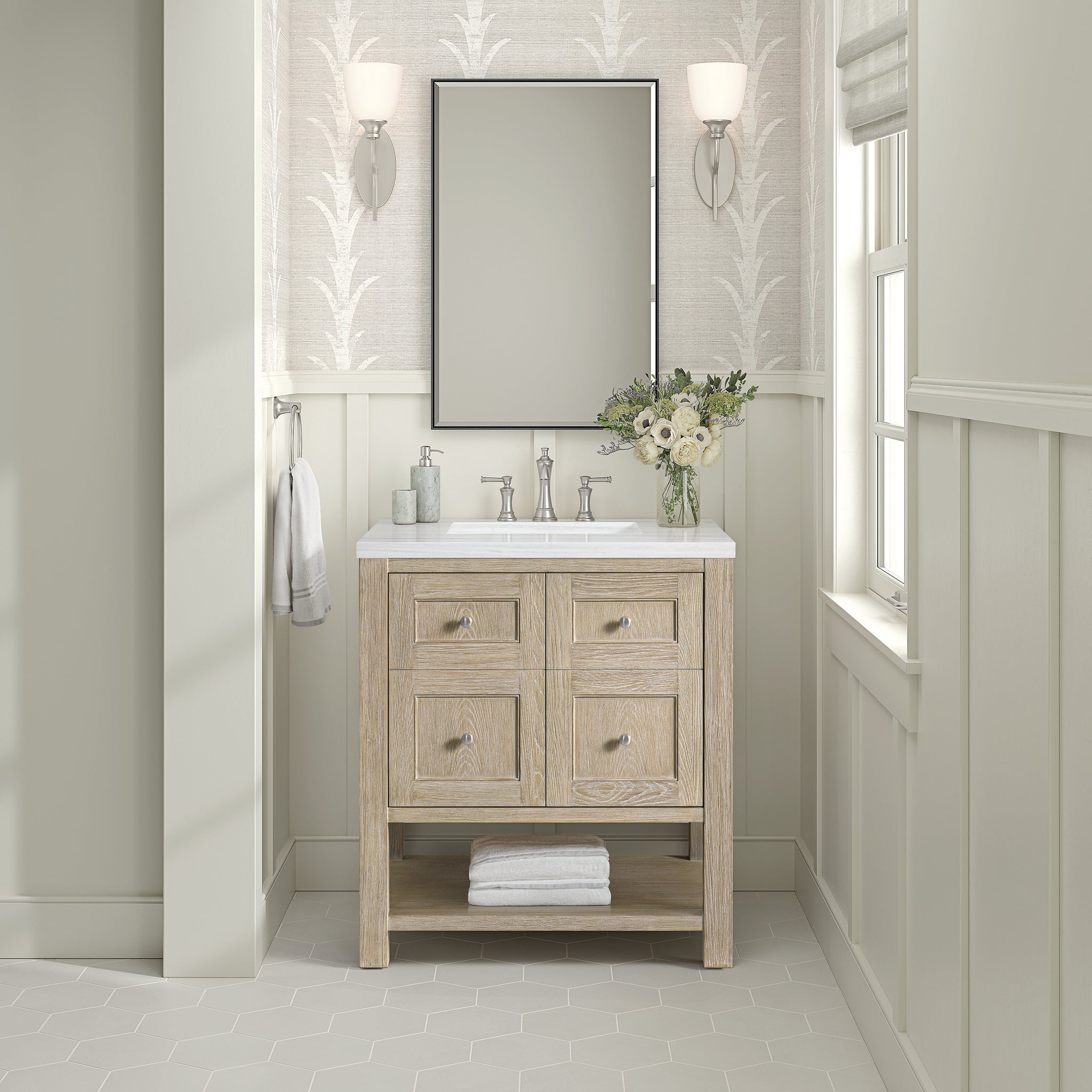 White washed online oak vanity