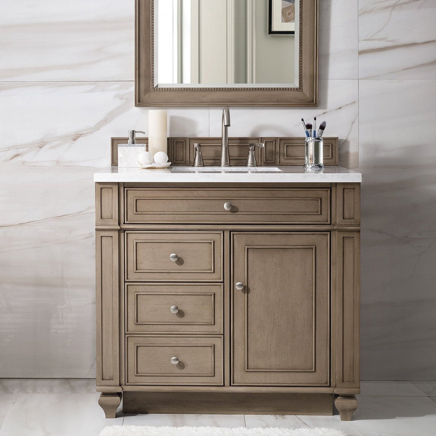 Bristol 36" Single Vanity in Whitewashed Walnut Single Bathroom Vanity James Martin Vanities Select Your Top 