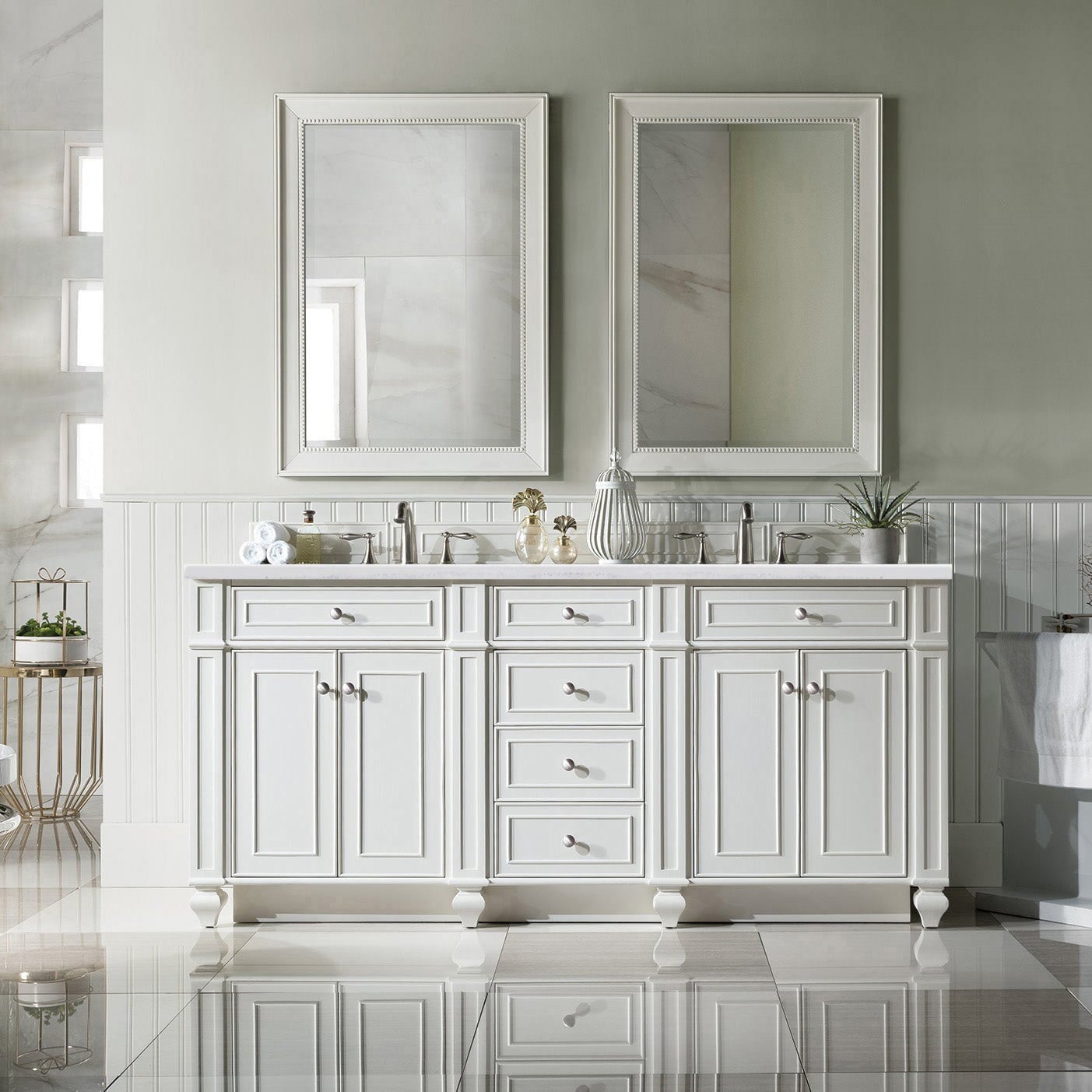 Bristol 72" Double Vanity in Bright White Double bathroom Vanity James Martin Vanities Select Your Top 