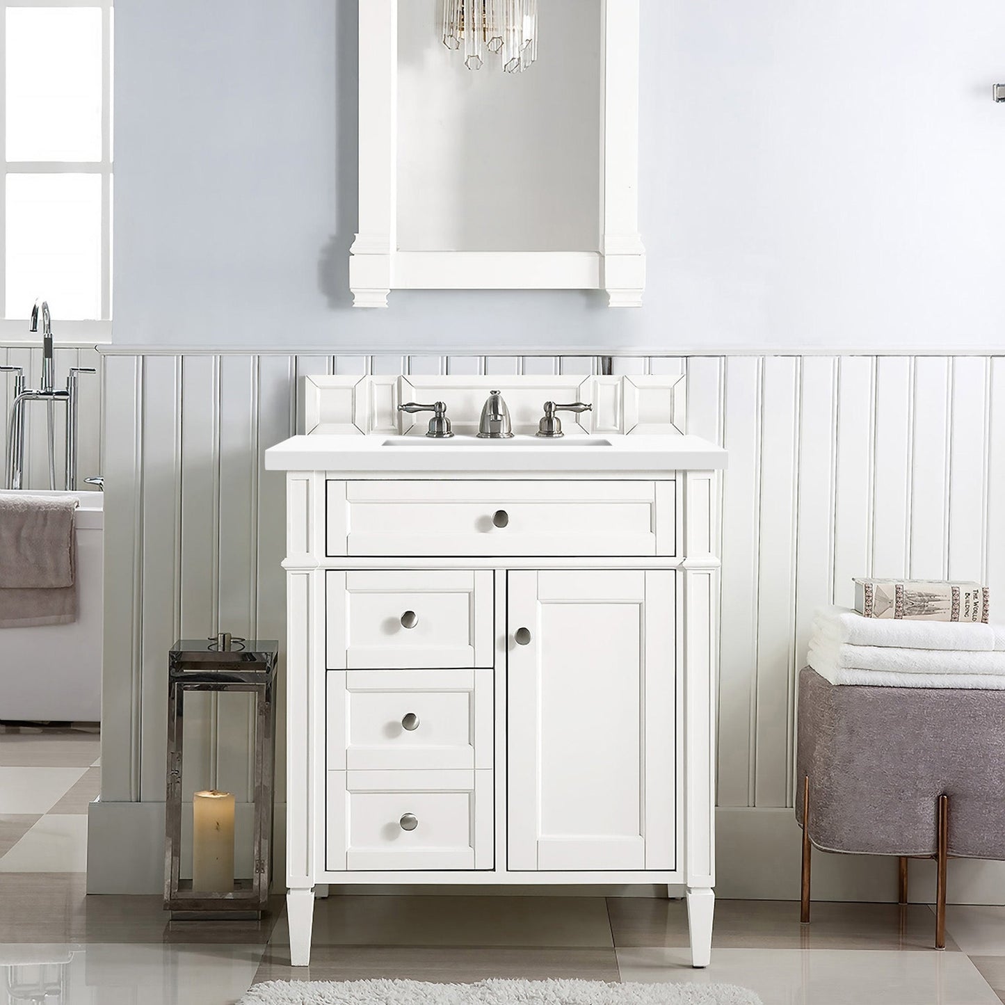 Brittany 30" Single Bathroom Vanity in Bright White Single Bathroom Vanity James Martin Vanities Select Your Top 
