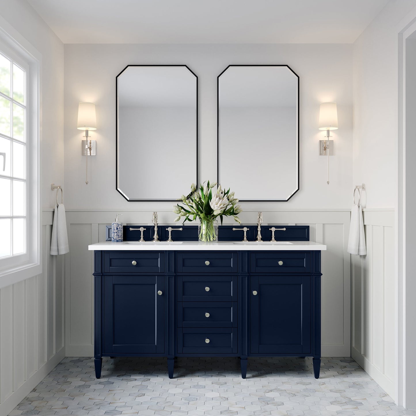 Brittany 60" Double Bathroom Vanity in Victory Blue Double bathroom Vanity James Martin Vanities Select Your Top 