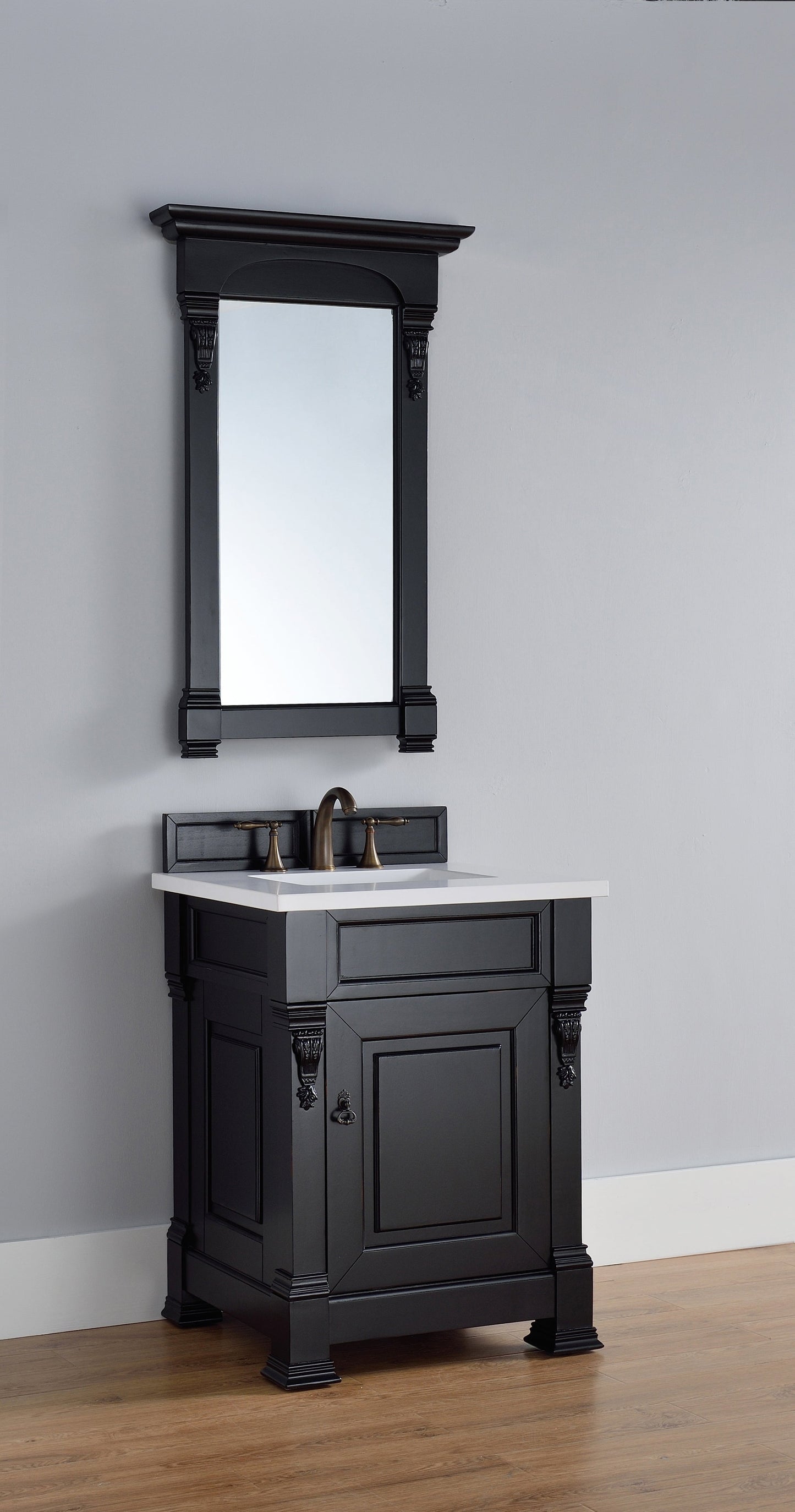 
                  
                    Brookfield 26" Single Bathroom Vanity in Antique Black Single Bathroom Vanity James Martin Vanities White Zeus Quartz 
                  
                