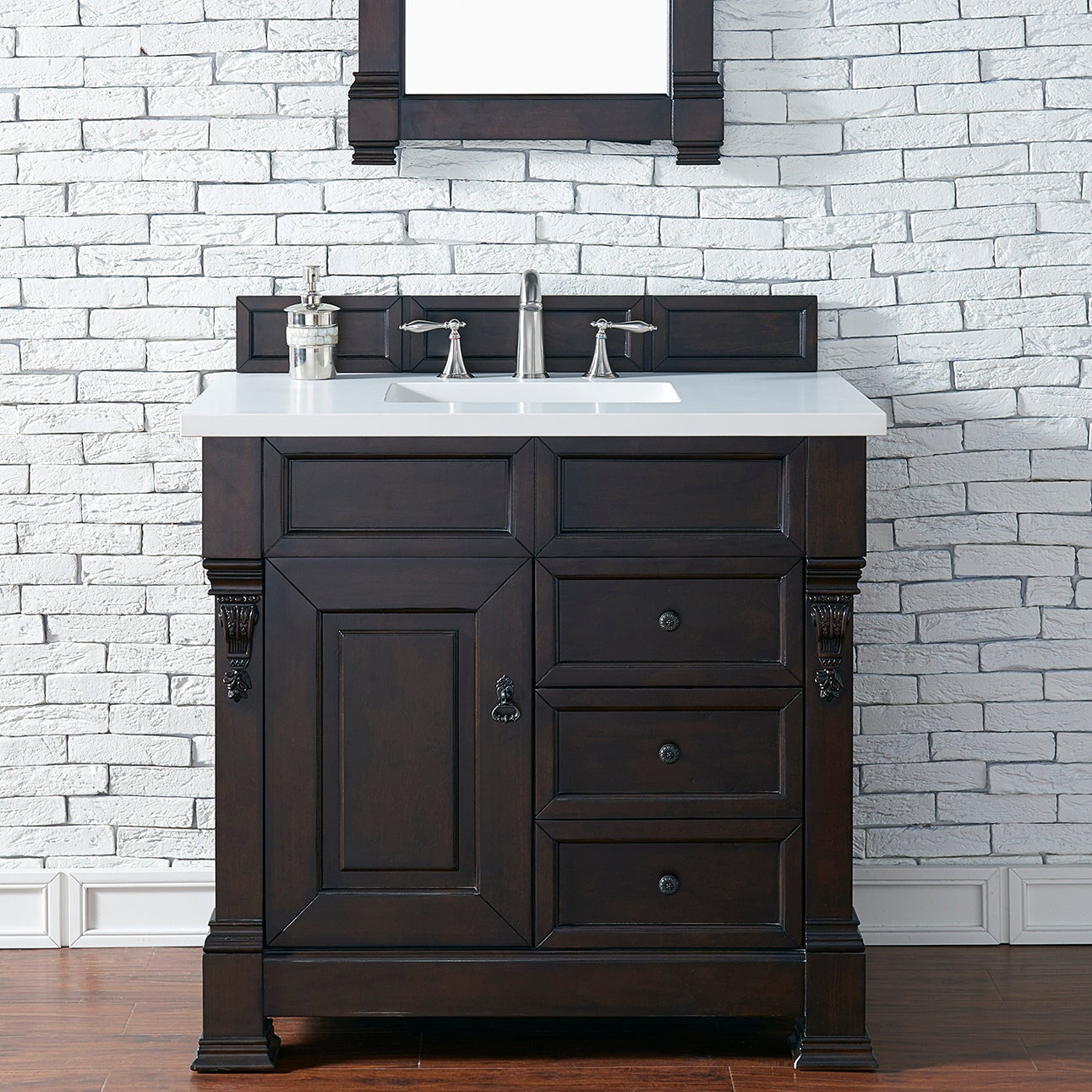 Brookfield 36" Single Bathroom Vanity in Burnished Mahogany Single Bathroom Vanity James Martin Vanities Select Your Top 