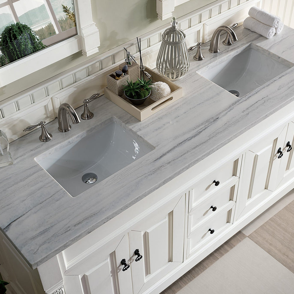 
                  
                    Brookfield 60" Double Bathroom Vanity in Bright White Single Bathroom Vanity James Martin Vanities Arctic Fall Solid Surface 
                  
                