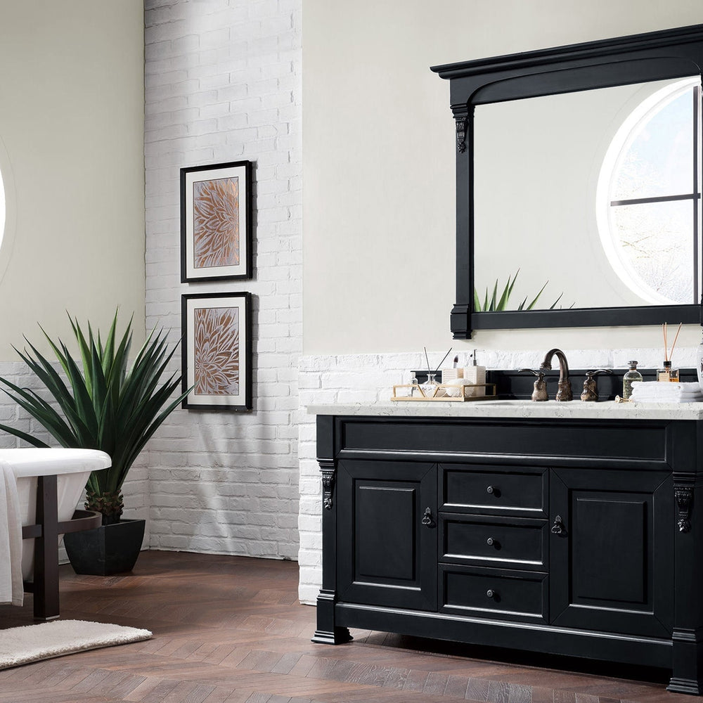 
                  
                    Brookfield 60" Single Bathroom Vanity in Antique Black Single Bathroom Vanity James Martin Vanities Eternal Jasmine Quartz 
                  
                