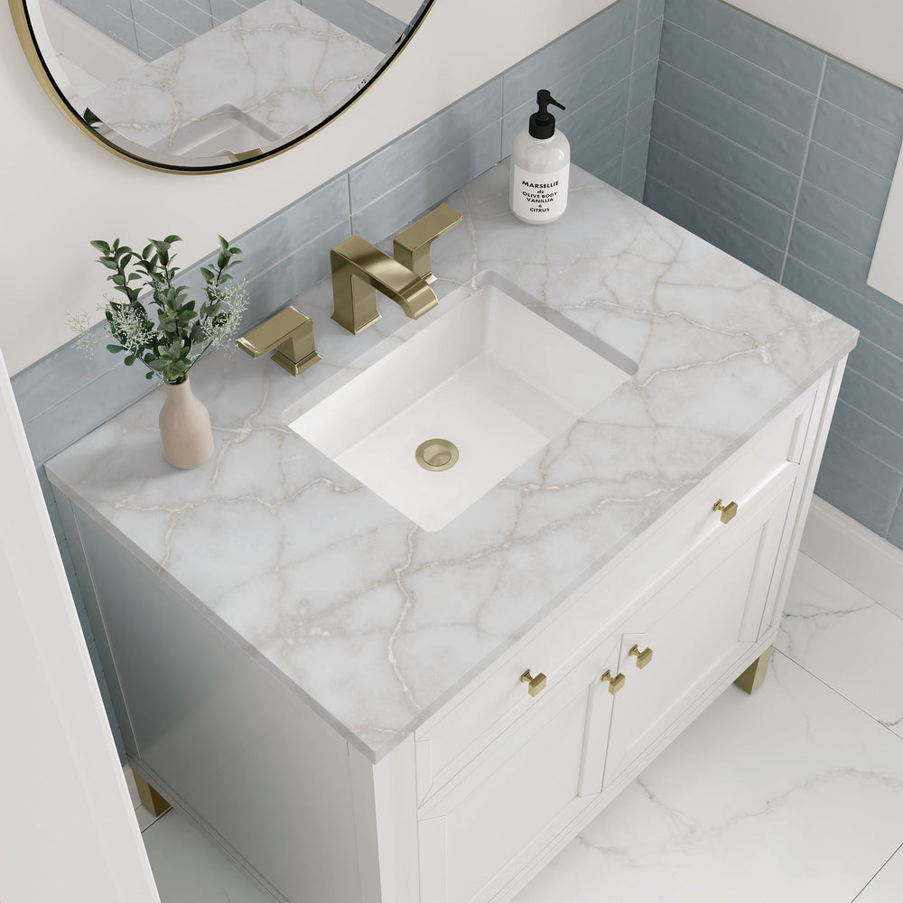 
                  
                    Chicago 36" Single Bathroom Vanity Glossy White Single Bathroom Vanity James Martin Vanities Victorian Silver Quartz 
                  
                