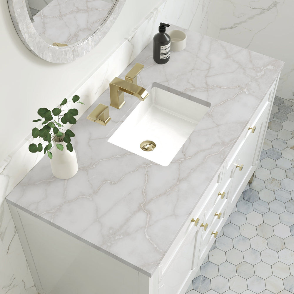 
                  
                    Chicago 48" Single Bathroom Vanity in Glossy White Single Bathroom Vanity James Martin Vanities Victorian Silver Quartz 
                  
                