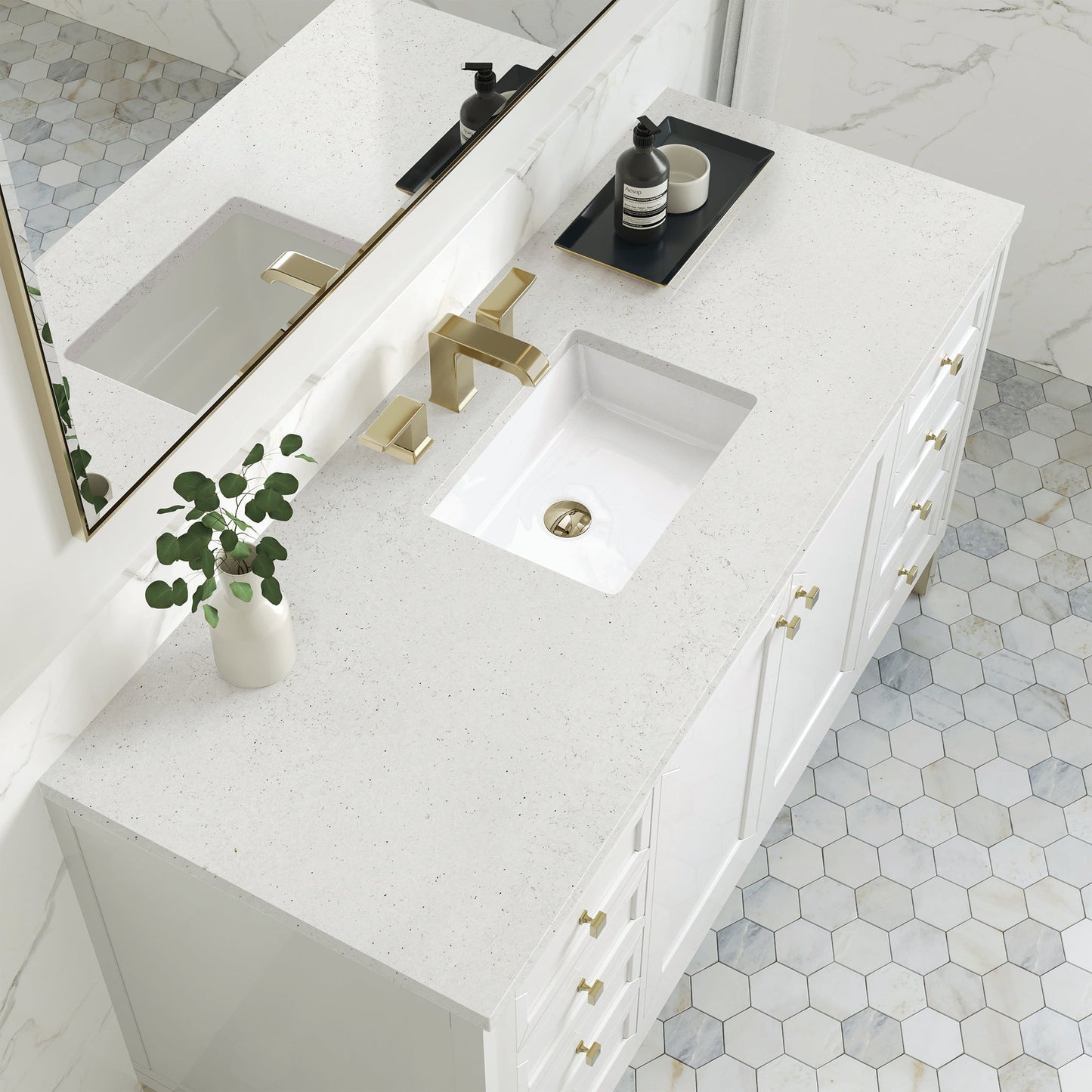 
                  
                    Chicago 60" Single Bathroom Vanity in Glossy White Single Bathroom Vanity James Martin Vanities Lime Delight Quartz 
                  
                
