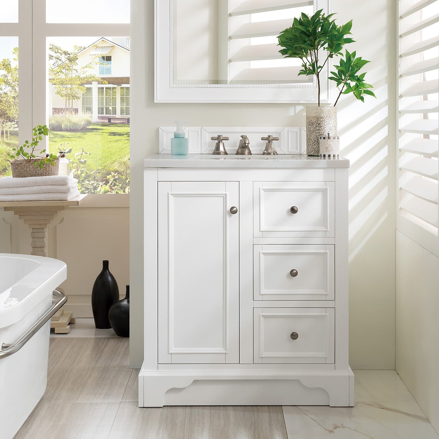 De Soto 30" Single Bathroom Vanity in Bright White Single Bathroom Vanity James Martin Vanities Select Your Top 