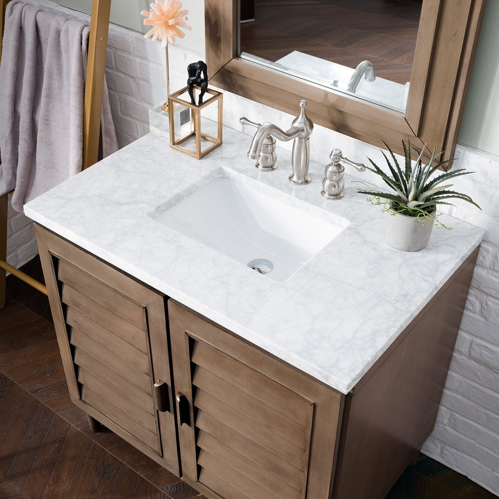 
                  
                    Portland 36" Single Bathroom Vanity Single Bathroom Vanity James Martin Vanities Carrara White Marble 
                  
                