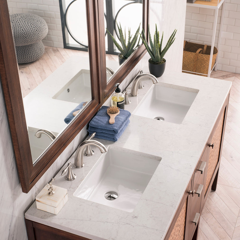 
                  
                    Addison 60" Double Vanity Cabinet Single Bathroom Vanity James Martin Vanities Mid-Century Acacia Eternal Jasmine Pearl Quartz 
                  
                