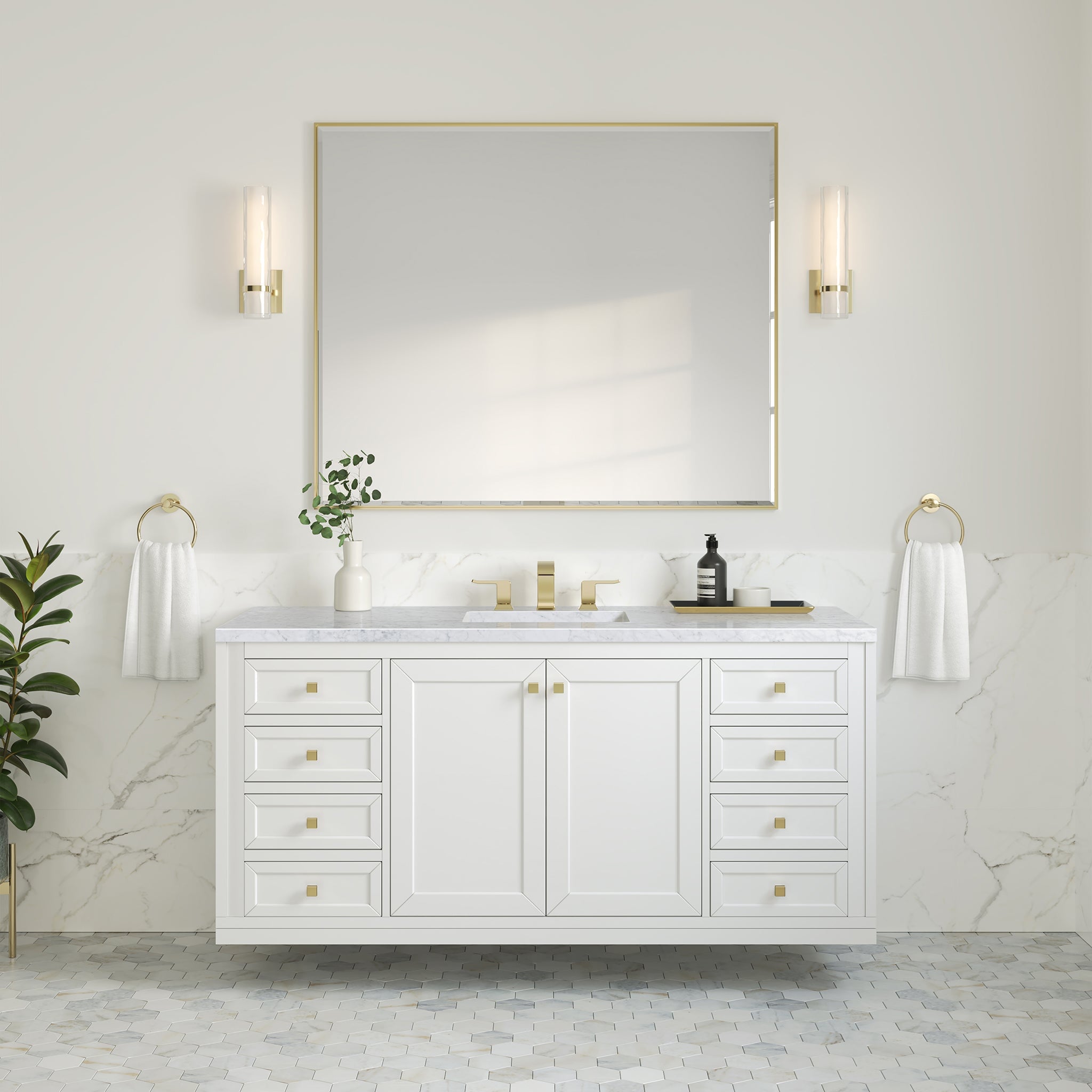 Wall Mounted Cabinet Bathroom White Single Double Door Vanity