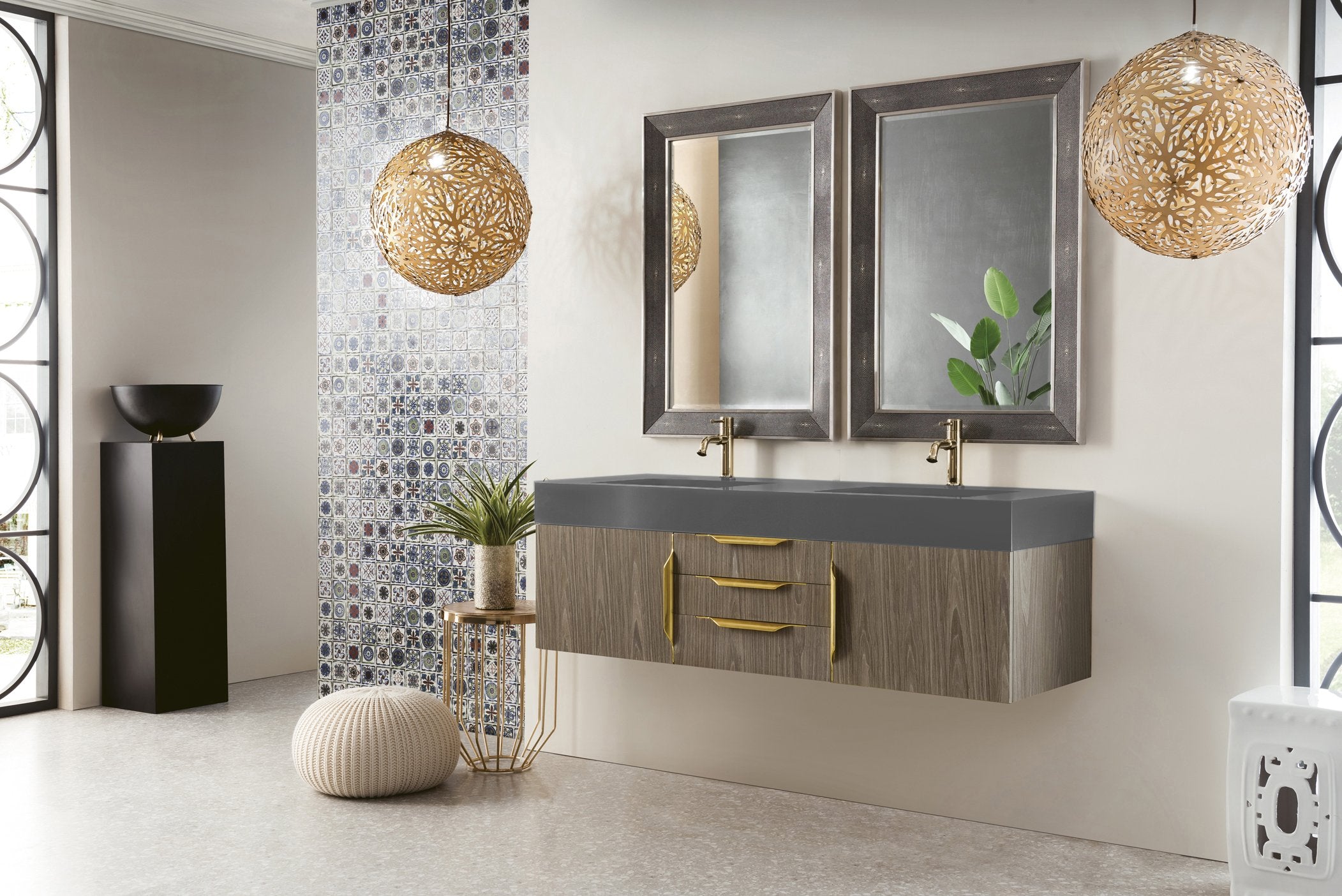 Mercer Island Single Wall Mounted Bathroom Vanity Cabinet with Radiant Gold  Accents in Multiple Configurations, Finishes, and Sizes by James Martin  Furniture