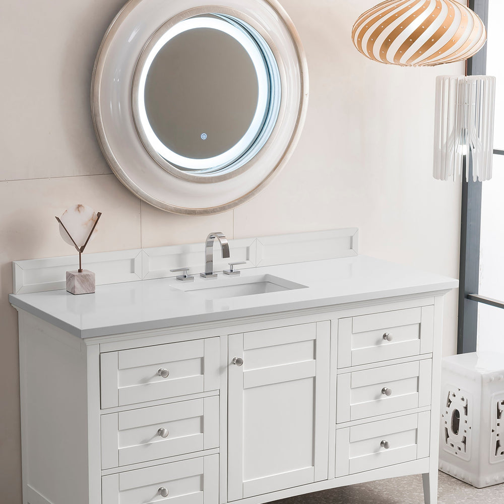 
                  
                    Palisades 60" Single Bathroom Vanity Single Bathroom Vanity James Martin Vanities Bright White White Zeus Quartz 
                  
                