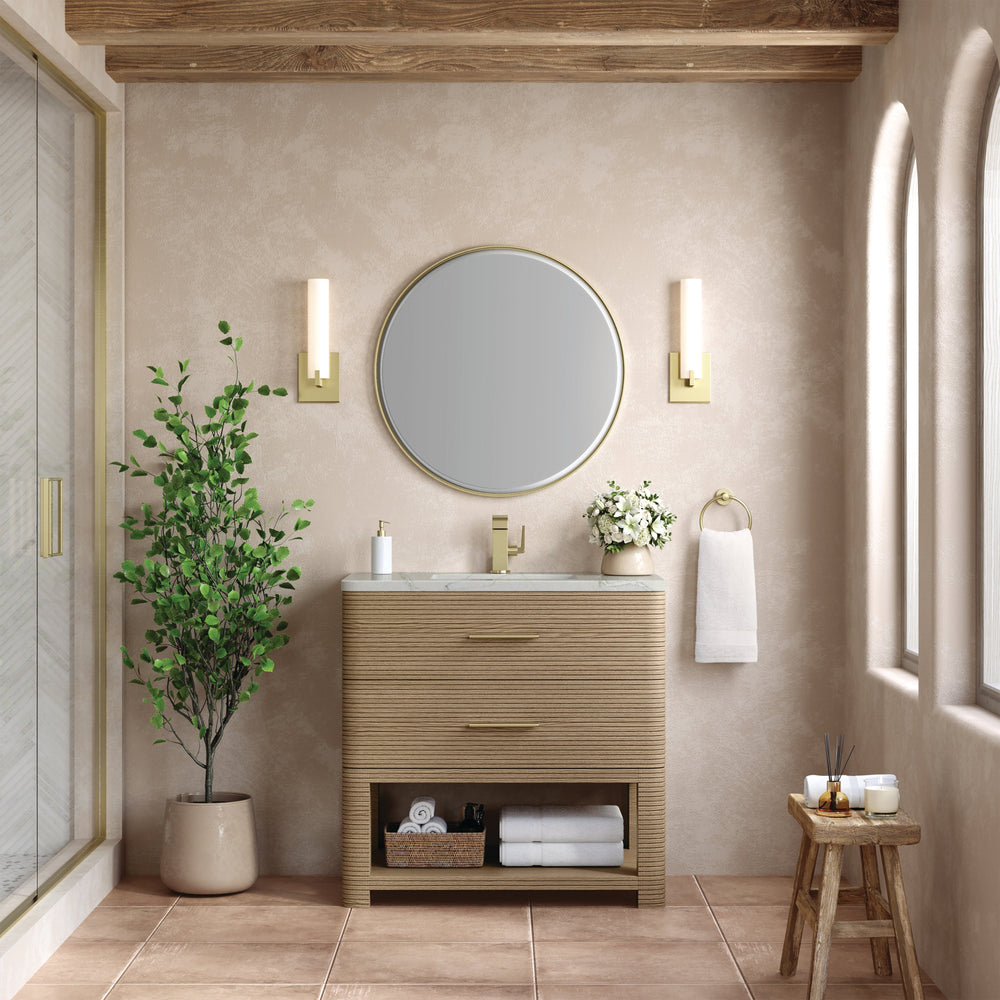 James Martin Vanities Expands the Lucian Collection with a New Pebble Oak Finish