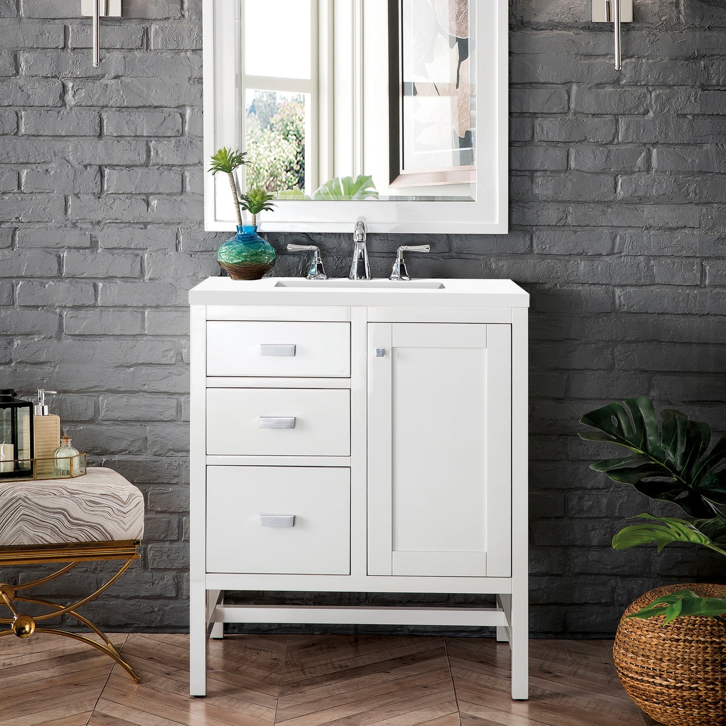 
                  
                    Addison 30" Single Vanity Cabinet in Glossy White Single Bathroom Vanity James Martin Vanities Select Your Top 
                  
                