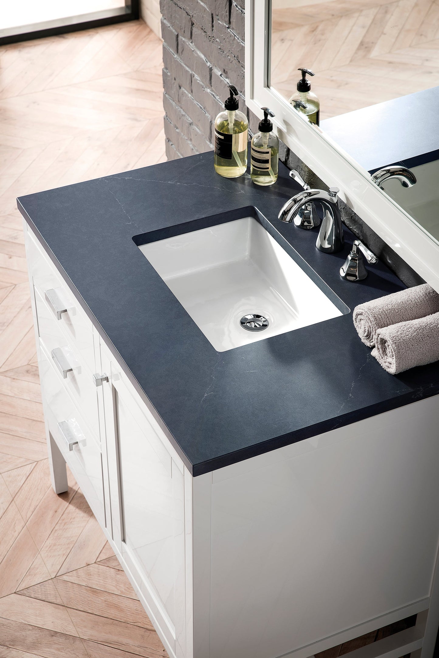 
                  
                    Addison 36" Single Vanity Cabinet in Glossy White Single Bathroom Vanity James Martin Vanities Charcoal Soapstone Silestone 
                  
                