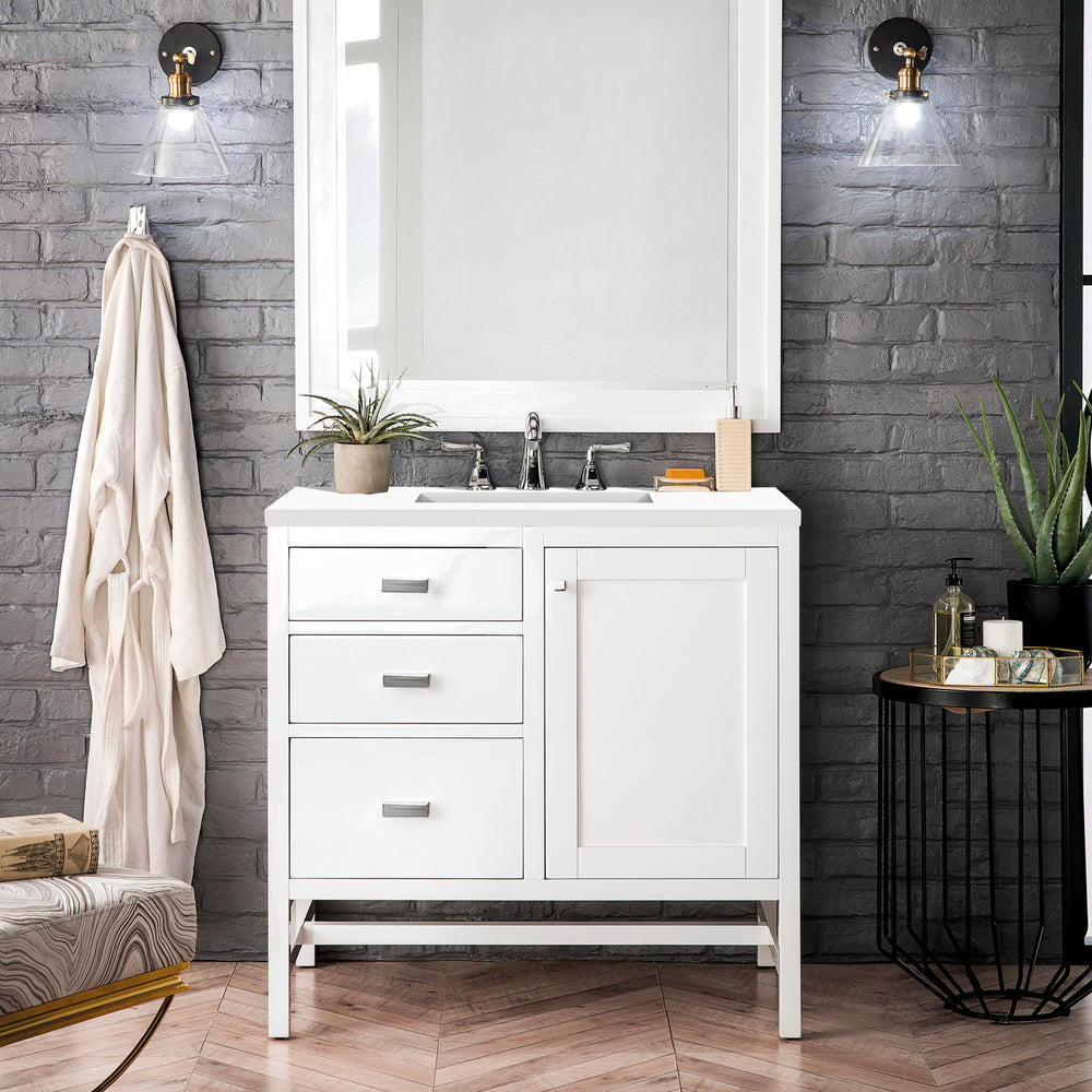 
                  
                    Addison 36" Single Vanity Cabinet in Glossy White Single Bathroom Vanity James Martin Vanities Select Your Top 
                  
                