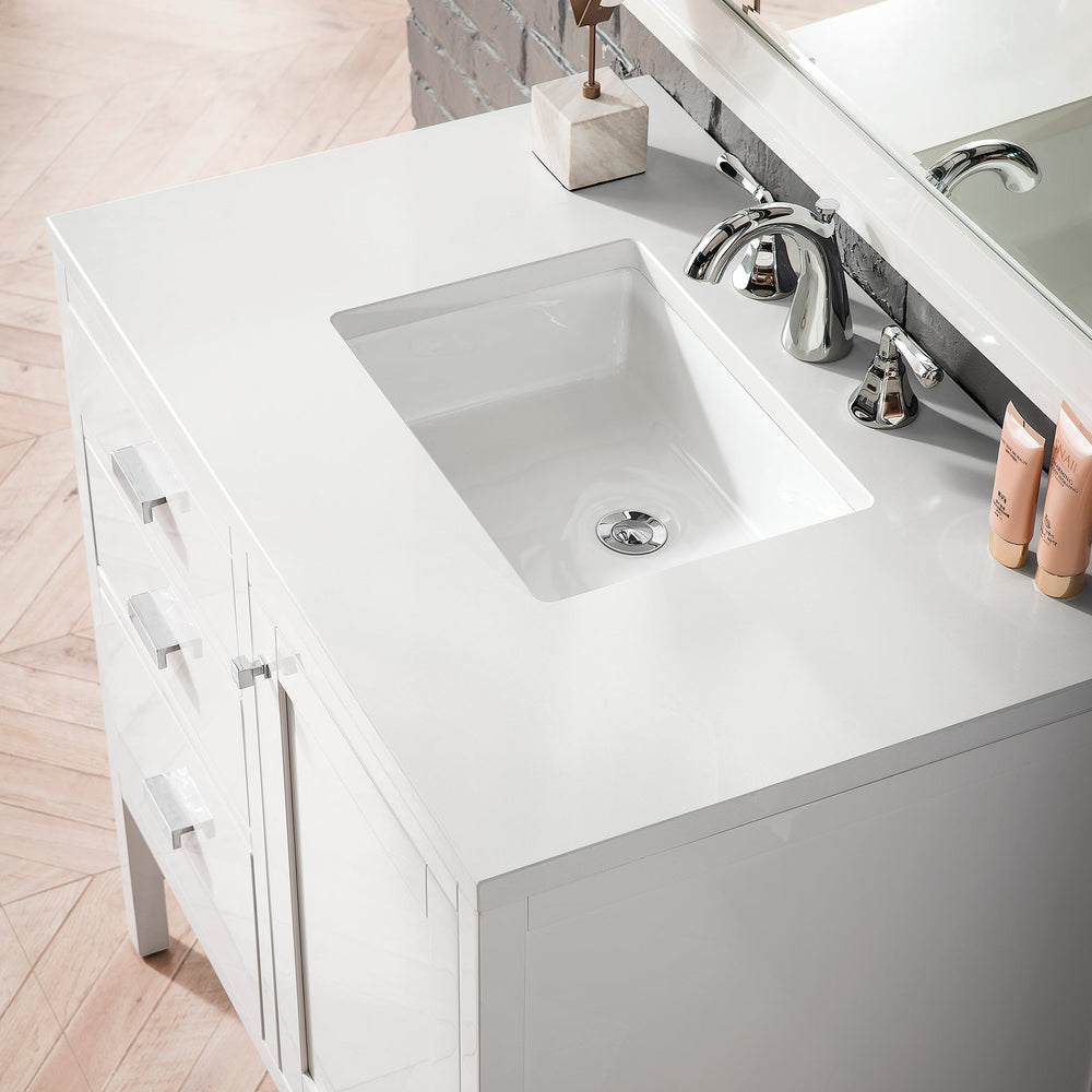 
                  
                    Addison 36" Single Vanity Cabinet in Glossy White Single Bathroom Vanity James Martin Vanities White Zeus Silestone 
                  
                