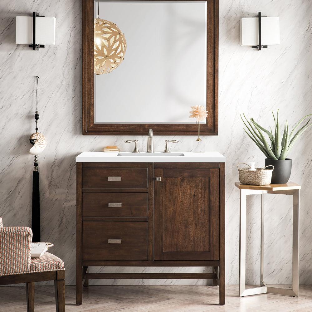 Addison 36" Single Vanity Cabinet in Mid-Century Acacia Single Bathroom Vanity James Martin Vanities Select Your Top 