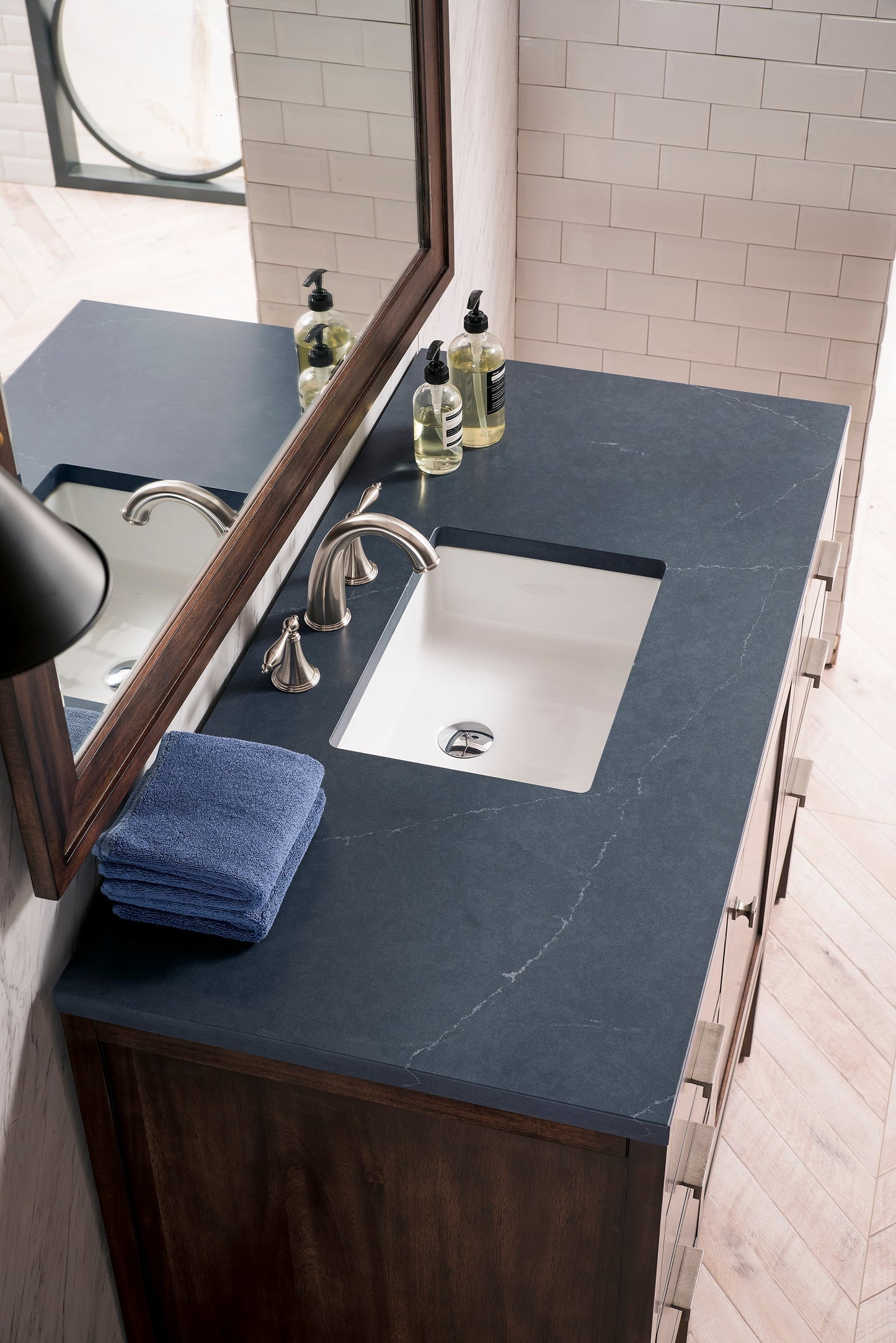 
                  
                    Addison 48" Single Vanity Cabinet in Mid-Century Acacia Single Bathroom Vanity James Martin Vanities Charcoal Soapstone Silestone 
                  
                