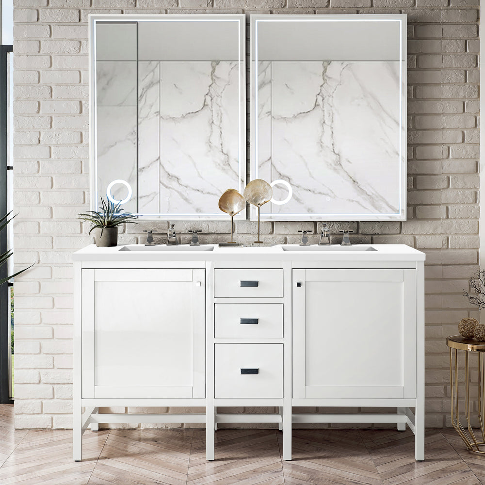 Addison 60" Double Vanity Cabinet in Glossy White Double bathroom Vanity James Martin Vanities Select Your Top 