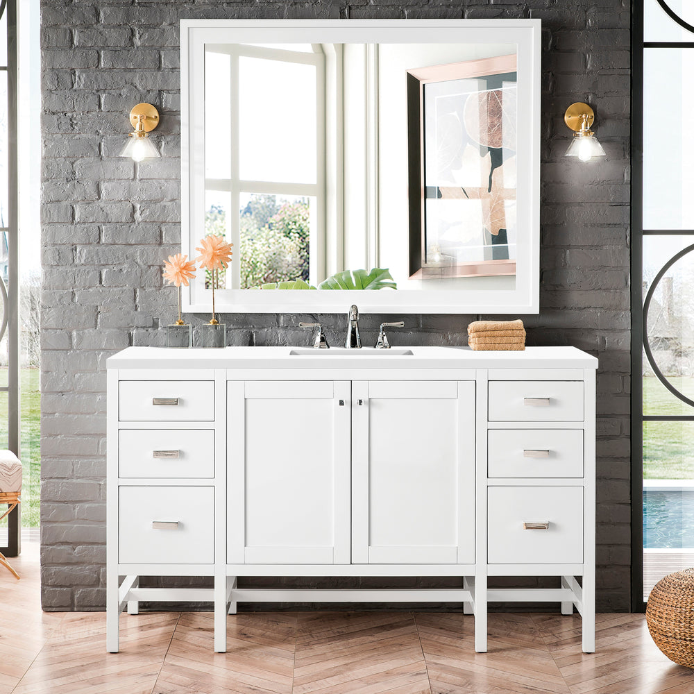 Addison 60" Single Vanity Cabinet in Glossy White Single Bathroom Vanity James Martin Vanities Select Your Top 