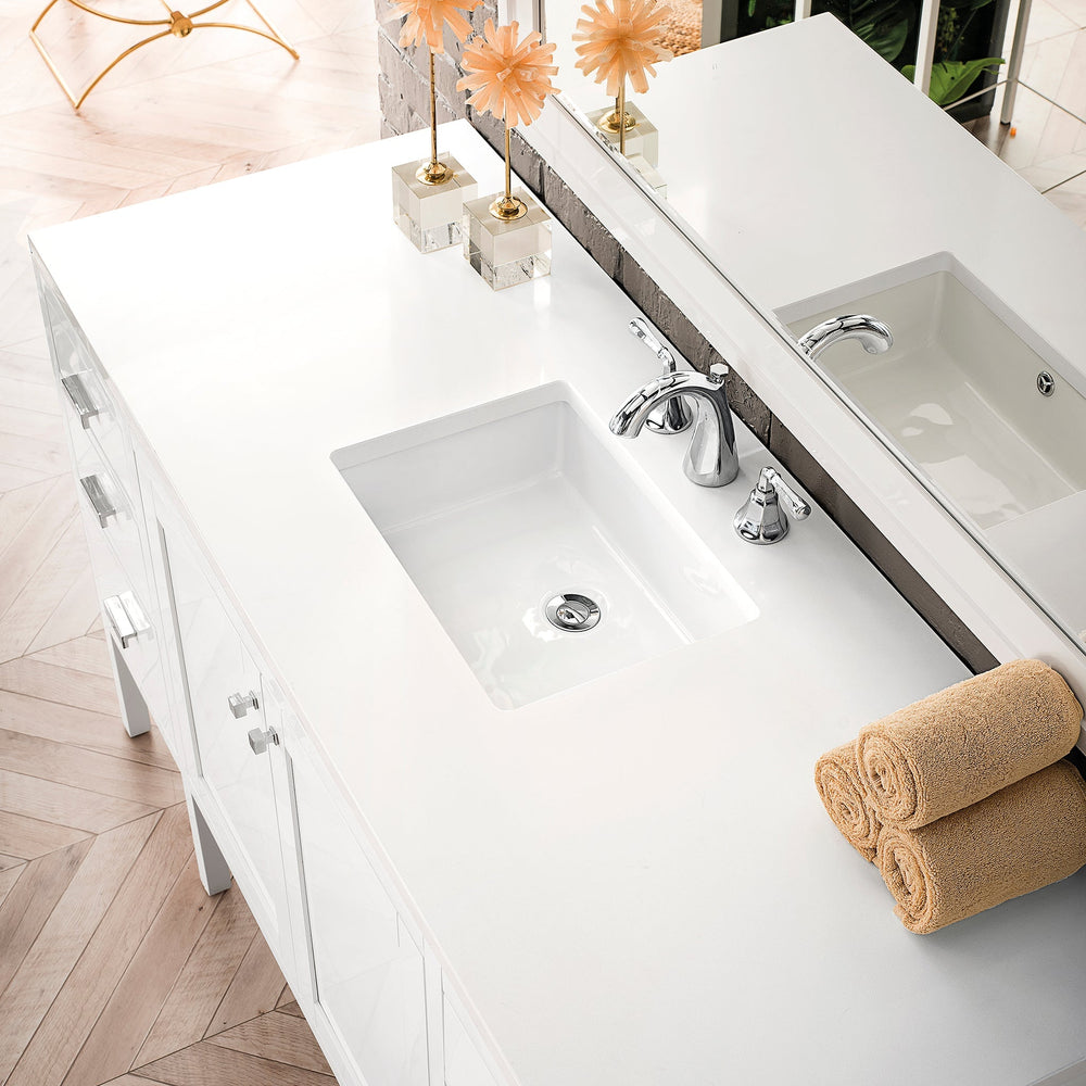 
                  
                    Addison 60" Single Vanity Cabinet in Glossy White Single Bathroom Vanity James Martin Vanities White Zeus Silestone 
                  
                