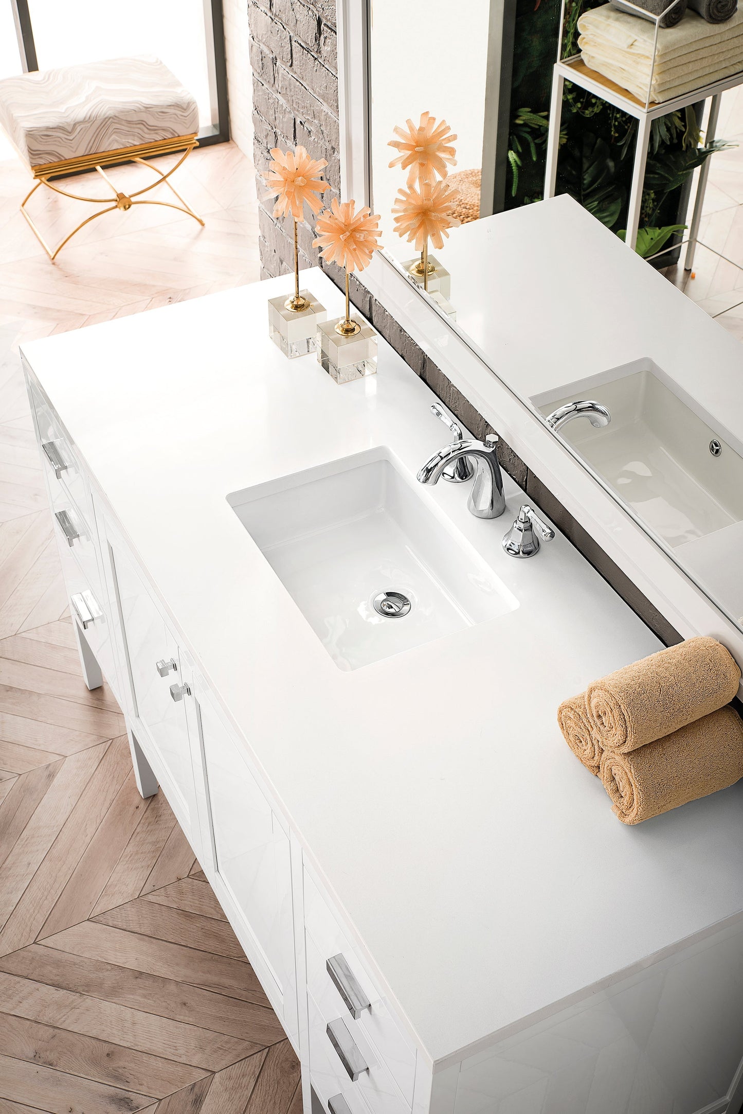 
                  
                    Addison 60" Single Vanity Cabinet in Glossy White Single Bathroom Vanity James Martin Vanities White Zeus Silestone 
                  
                