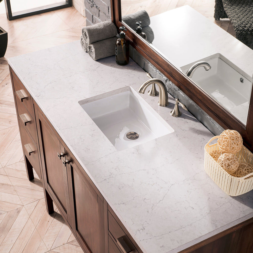 
                  
                    Addison 60" Single Vanity Cabinet in Mid-Century Acacia Single Bathroom Vanity James Martin Vanities Eternal Jasmine Pearl Silestone 
                  
                