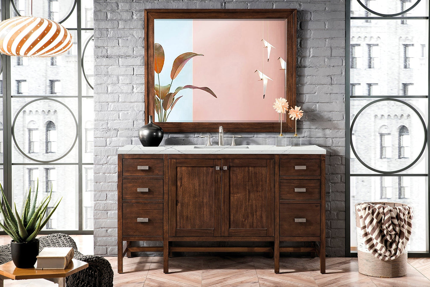 
                  
                    Addison 60" Single Vanity Cabinet in Mid-Century Acacia Single Bathroom Vanity James Martin Vanities Ethereal Noctis Silestone 
                  
                