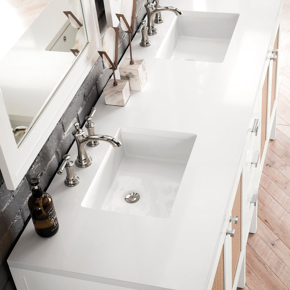 
                  
                    Addison 72" Double Vanity Cabinet in Glossy-White Double Bathroom Vanity James Martin Vanities White Zeus Silestone 
                  
                