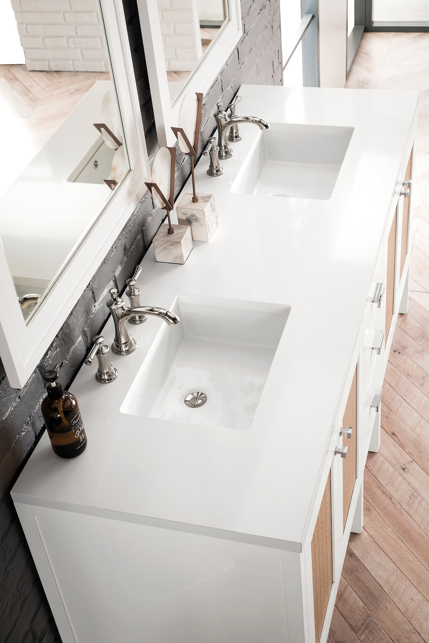 
                  
                    Addison 72" Double Vanity Cabinet in Glossy-White Double Bathroom Vanity James Martin Vanities White Zeus Silestone 
                  
                