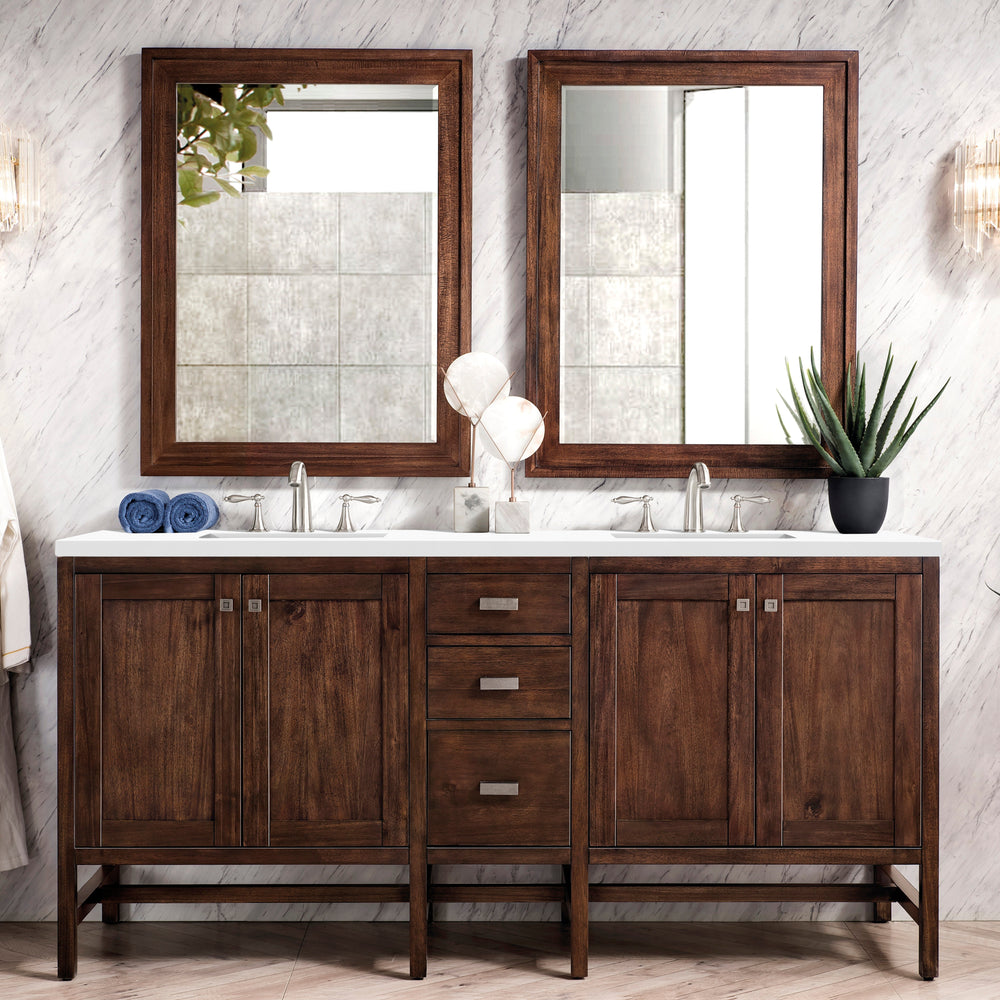 Addison 72" Double Vanity Cabinet in Mid-Century Acacia Double Bathroom Vanity James Martin Vanities Select Your Top 