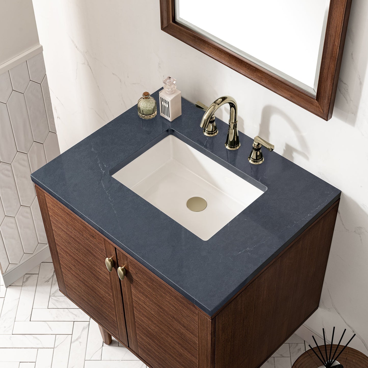 
                  
                    Amberly 30" Single Vanity in Mid-Century Walnut Single Bathroom Vanity James Martin Vanities Charcoal Soapstone Silestone 
                  
                