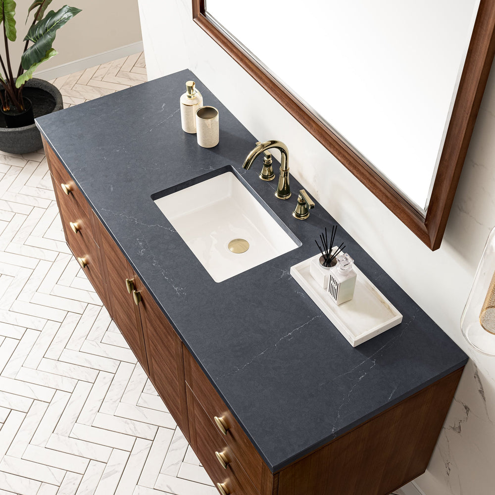 
                  
                    Amberly 60" Single Vanity in Mid-Century Walnut Single Bathroom Vanity James Martin Vanities Charcoal Soapstone Silestone 
                  
                