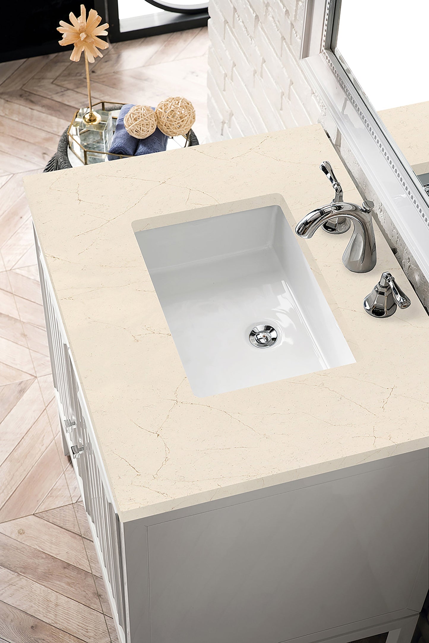 
                  
                    Athens 30" Single Vanity Cabinet in Glossy White Single Bathroom Vanity James Martin Vanities Eternal Marfil Quartz 
                  
                