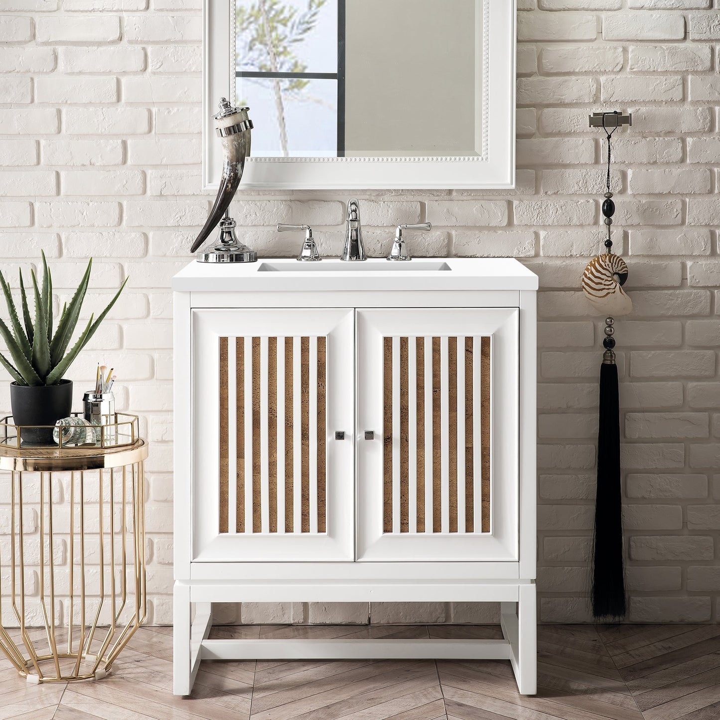 Athens 30" Single Vanity Cabinet in Glossy White Single Bathroom Vanity James Martin Vanities Select Your Top 