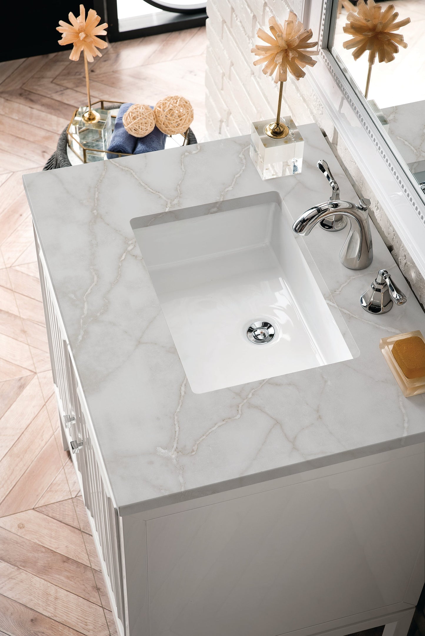 
                  
                    Athens 30" Single Vanity Cabinet in Glossy White Single Bathroom Vanity James Martin Vanities Victorian Silver Silestone 
                  
                