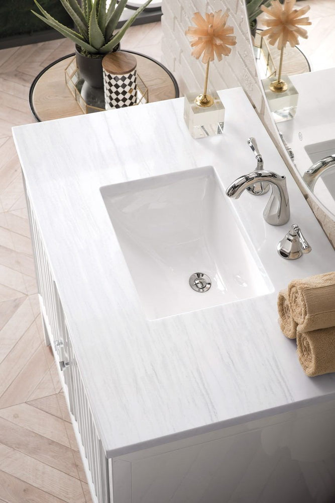 
                  
                    Athens 36" Single Vanity Cabinet, Glossy White Single Bathroom Vanity James Martin Vanities Arctic Fall Solid Surface 
                  
                
