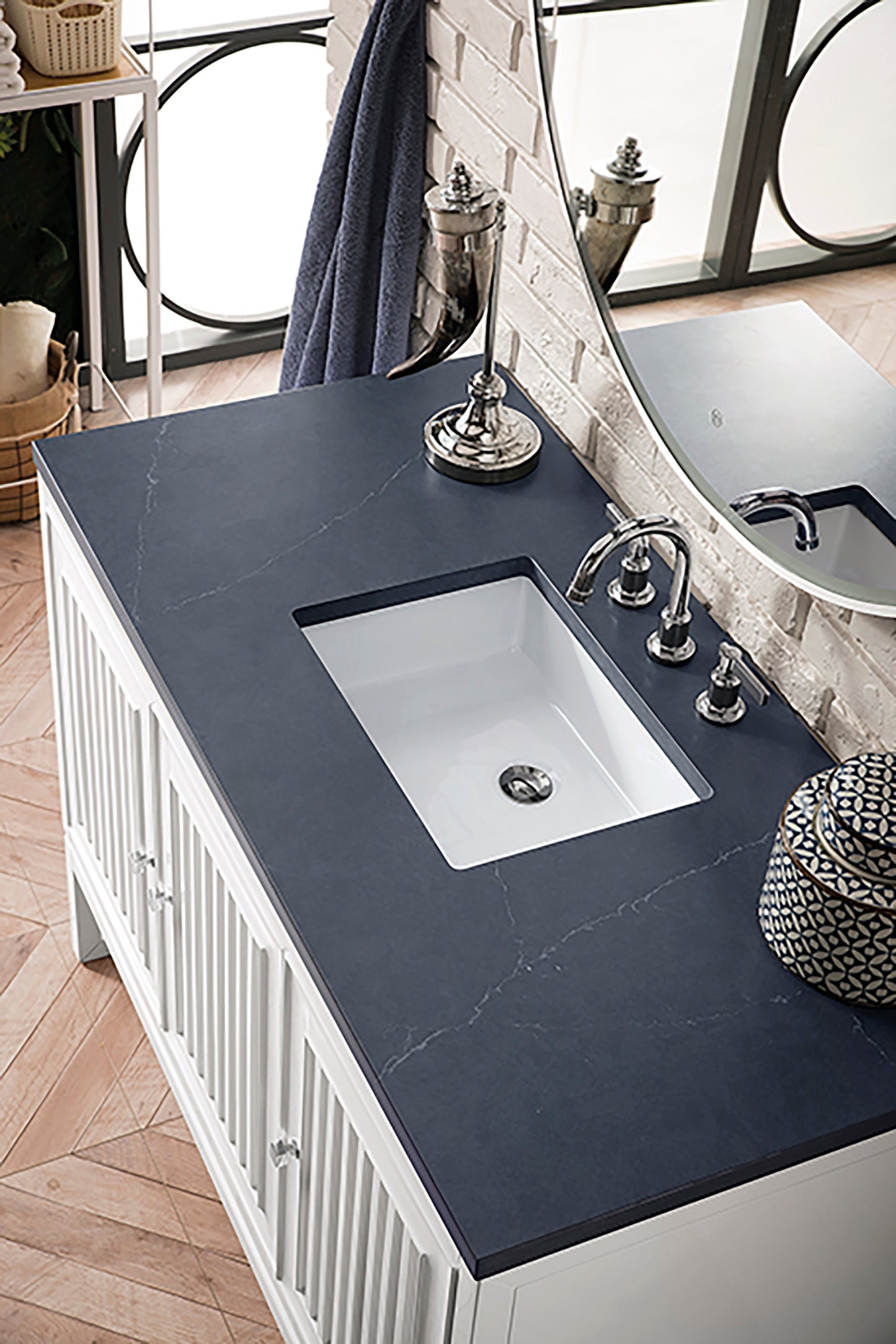 
                  
                    Athens 48" Single Vanity Cabinet, Glossy White Single Bathroom Vanity James Martin Vanities Charcoal Soapstone Silestone 
                  
                