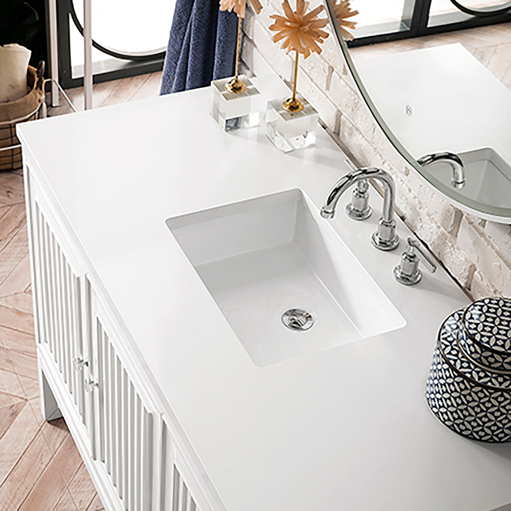 
                  
                    Athens 48" Single Vanity Cabinet, Glossy White Single Bathroom Vanity James Martin Vanities White Zeus Silestone 
                  
                