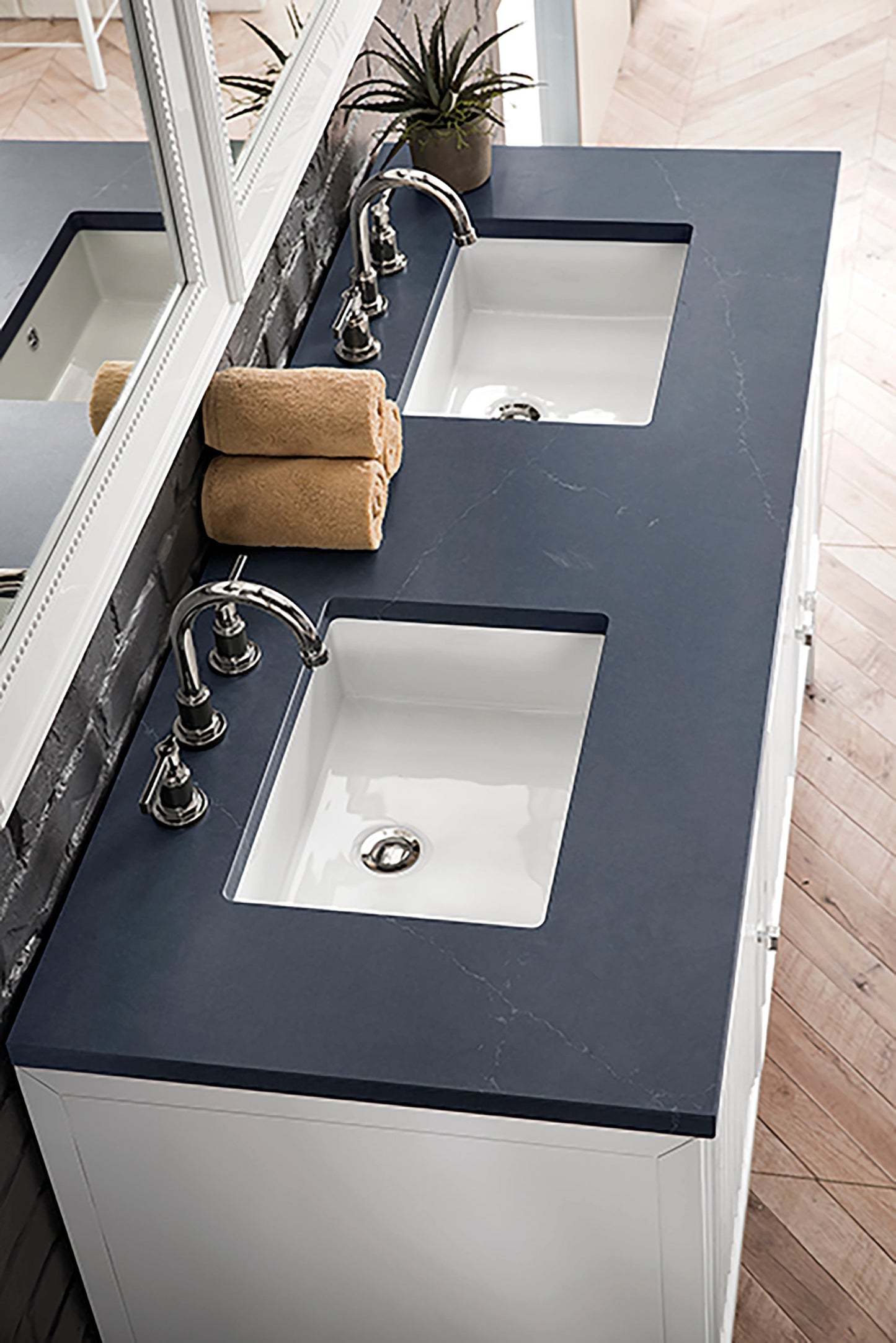 
                  
                    Athens 60" Double Vanity Cabinet, Glossy White Double Bathroom Vanity James Martin Vanities Charcoal Soapstone Silestone 
                  
                