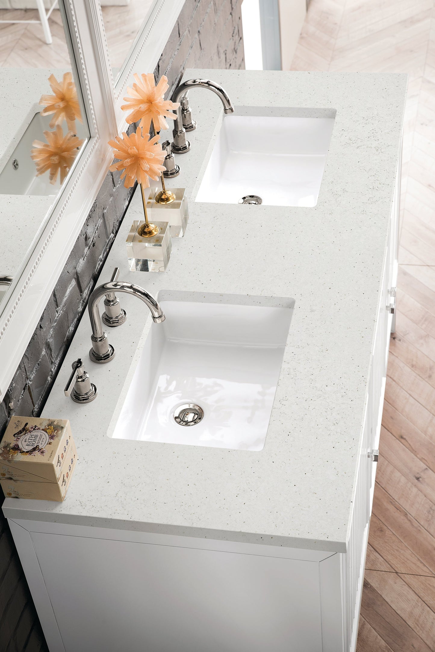 
                  
                    Athens 60" Double Vanity Cabinet, Glossy White Double Bathroom Vanity James Martin Vanities Lime Delight Silestone 
                  
                