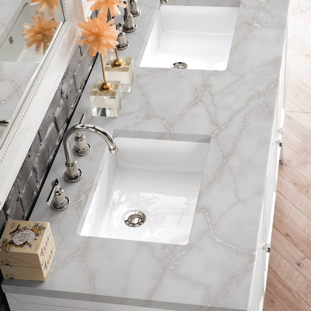 
                  
                    Athens 60" Double Vanity Cabinet, Glossy White Double Bathroom Vanity James Martin Vanities Victorian Silver Silestone 
                  
                